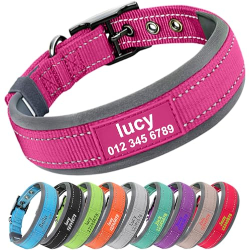 CollarCraze Personalised Dog Collar with Name and Phone Number | Durable Metal Buckle | Ultra Wide Soft Neoprene Padded | Reflective Dog Collar for Large Medium and Small Dogs