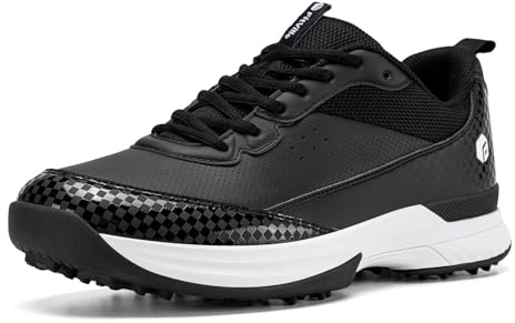 FitVille Men's Golf Shoes Extra Wide Fit Spiked Golf Trainers | Water Resistant, Arch Support, Comfortable, Non Slip, Outdoor Casual Sneakers Trainers