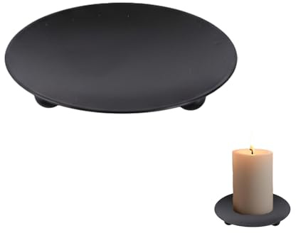 Black Candle Plate for Pillar Candles, Decorative Candle Tray Centrepiece, Sturdy Candle Holder Base Plate, Candle Drip Tray for Table, Home Décor Candle Display Trays