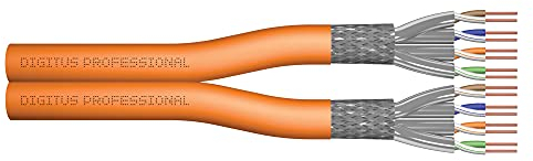 DIGITUS 100 m Cat 7 Netzwerkkabel - S-FTP (PiMF) Duplex - BauPVO Dca - LSZH Halogenfrei - 1200 MHz Kupfer AWG 23/1 - PoE+ Kompatibel - LAN Kabel Verlegekabel Ethernet Kabel - Orange