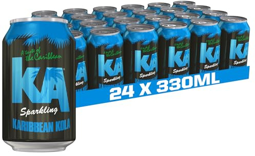 KA Sparkling Karibbean Kola Soft Drink, 24 Pack, 330ml Cans | Spiced Caribbean kola drink with a sweet, distinct aromatic flavour profile.