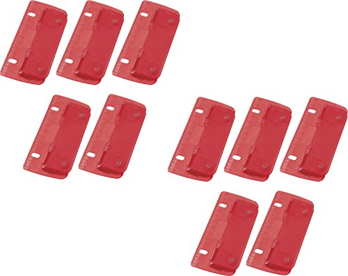 Wedo 67809 2fach Taschenlocher (Kunststoff zum Abheften für 8 cm Lochung, mit 12 cm Skala) (10, ICE-rot)