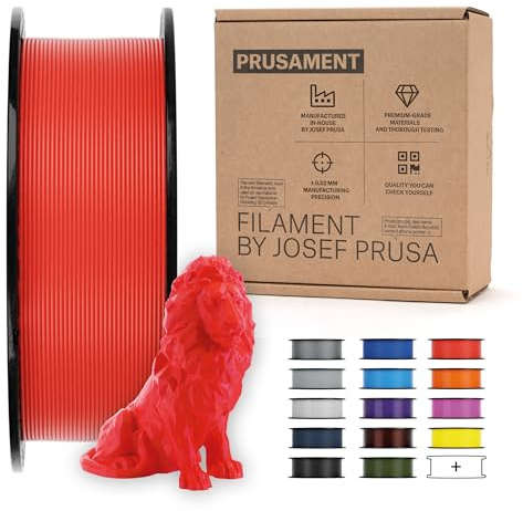 Prusament 3D-Drucker Premium Filament PLA Lipstick Red 1,75 mm – 1 kg Spule | Hochpräzision ±0,02 mm – Einfach zu drucken – Warping-arm – Verwicklungsfrei – Ideal für Anfänger & Profis