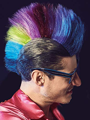 Haarteil Irokese Multicolor Bunt Perücke Iro Afro Punker Party Biker