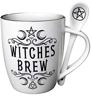 Alchemy Gothic Ensemble tasse et cuillère Witches Brew Blanc/Noir