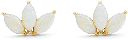 Brandlinger ® Ohrstecker Opal. Ohrstecker Lotus mit australischem Opal. Schmuck Damen vergoldet mit 18 Karat Gold für Frauen und Mädchen. Größe der Ohrringe Blume 8mm.