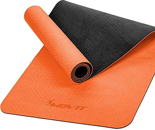 MOVIT Gymnastikmatte, Yogamatte, hautfreundlich und rutschfest, 190 x 100cm, Stärke 0,6cm, Orange