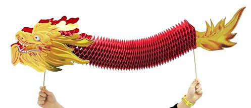 Marionnette dragon chinoise géante en papier 1,2 m de long – Décoration de cadeau de Nouvel An – Royaume-Uni