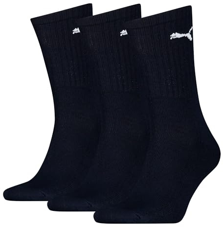 PUMA unisex Sportsocken Tennissocken Freizeitsocken Sport Crew 7312 9 Paar, Farbe:Blau, Menge:9 Paar (3x 3er Pack), Größe:47-49, Artikel:-322 dark navy