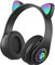Sunnyushine Auriculares para niños, Auriculares para niños con Orejas de Gato con luz LED, Orejas de Gato, LED Light Up niños, Bluetooth 5.0, inalámbricos