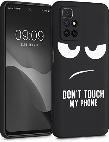 kwmobile Hülle kompatibel mit Xiaomi Redmi 10 (2021/2022) - Handyhülle Silikon Case - Don't Touch My Phone Weiß Schwarz