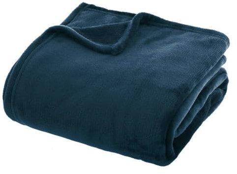 Atmosphera - Plaid Uni aus Flanell - Ägäisches Blau 180x230 cm - Ägäisches Blau