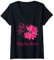 Femme Octobre Rose 2021 Femme Ruban de Sensibilisation Cancer sein T-Shirt avec Col en V