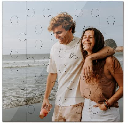 Personalisiertes Fotopuzzle aus Holz mit eigenem Bild und Text gestalten - 25 Teile, 17 x 17 cm - Holz-Puzzle mit Foto - optional mit Geschenkbox