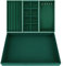 Belle Vous 4 Pack of Green Velvet Stackable Jewellery Organiser Storage Trays - 35.3 x 24.2cm/13.89 x 9.52 Inches - Drawer Display Boxes - Removable Sections for Necklaces, Rings, Bracelets & Earrings