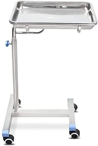 LUCEAE Mobile Mayo Tray, Stainless steel Adjustable Height Trolley with Removable Instrument Tray & Wheels, for Personal Care Medical Doctor Tattoo Spa Salon Equipment (Size : A)
