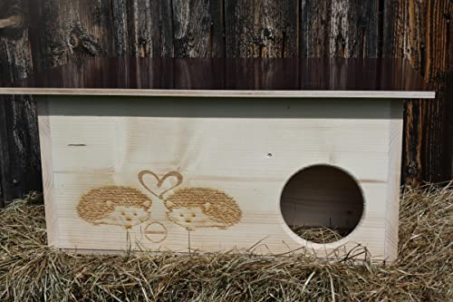 Premium Igelhaus 62cm x 40cm x 29cm Igelhotel 20mm Vollholz Winterfest Kein Bausatz: Labyrintheingang easytouch-Rattenklappe mit und ohne Boden, eigene Herstellung (ohne Boden hochwertig imprägniert)