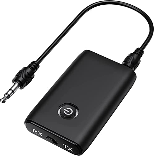 Adattatore Bluetooth audio 5.0, ricevitore wireless 2 in 1, trasmettitore Bluetooth, adattatore con cavo audio da 3,5 mm, per cuffie, auto, TV, PC, laptop, tablet, altoparlanti HiFi, radio MP3/MP4