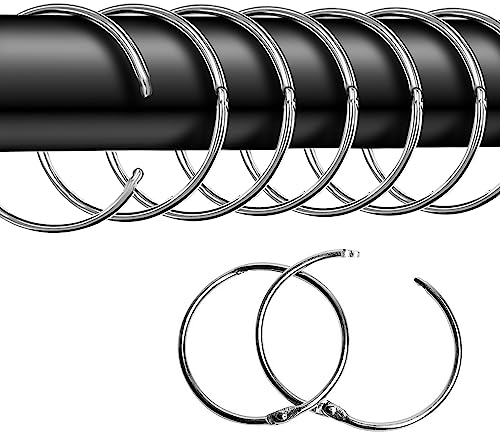 20 Stück gardinenringe zum öffnen,50mm Gardinenringe Vorhangringe,Rundringe Vorhang Clips Duschvorhang Metallklammern für Vorhänge und Gardinenstangen(silbrig)