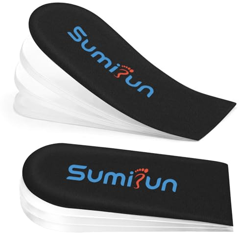 Sumifun Talonnette à 4 couches en gel de 2,5 cm pour femme, jambes inégales, levage orthopédique réglable pour douleurs au talon, inserts compensés de 6,35 mm