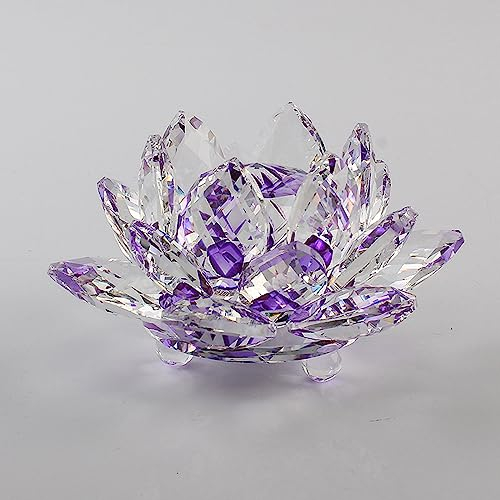 BBTISG Kristall Lotus Blume Kerzenhalter, Lila Bunter Kristall Lotus Flower Teelicht Kerzenhalter Lotus Kristall Kerzenhalter Kristallglas Kerzenhalter Lotus Blume Schale Kristall Lotus Blume