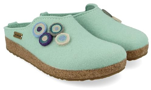 HAFLINGER Grizzly Kanon Filzpantoffel Hausschuh Filzclog Kork Pfefferminz, Gr. 39