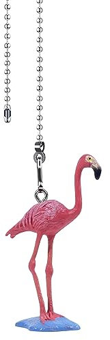Dotlite Flamingo Ceiling Fan Pull Chain,Cute Realistic Flamingo Animal Fan String Pulls Charm Extension Decorative,12in 3mm Diameter Beaded Fan Light Pull Chains Extender Ornament for Kids Room