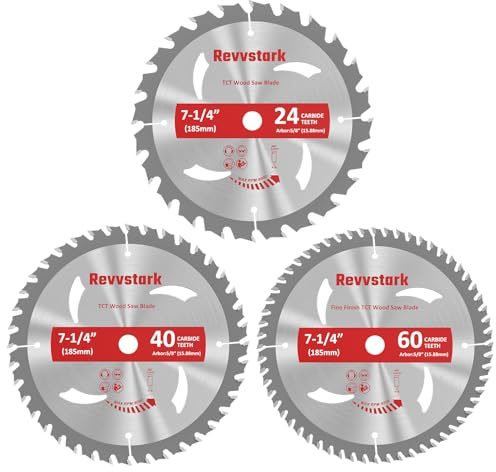 3 Pack 7 1/4 Circular Saw Blade 24T&40T&60T Combo, TCT ATB 24T Framing, 40T Ripping & Crosscutting, 60T Finish Saw Blade for Various Wood Cutting, 5/8 Arbor, Fit Dewalt Craftsman Ryobi Milwaukee