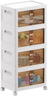 MECOLOR Contenedores de almacenamiento plegables sin instalación con tapas, armario de almacenamiento, gabinete de limpieza de baño de 11.7 galones, contenedores organizadores de cocina, armario de