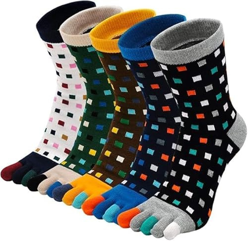 LOFIR Calcetines con Dedos Separados para Hombre y Niños, 5 Dedos, Algodón de Deporte, Talla 38-44/44-47, 5 Pares