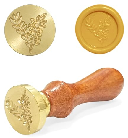 Siegelstempel,wachsstempel Abnehmbarer Messingkopf Wachssiegel Stempel, mit 1 Stück Holzgriff,für Hochzeit Einladungen Umschläge Karten Geschenke Wein Verpackung(zm-41)