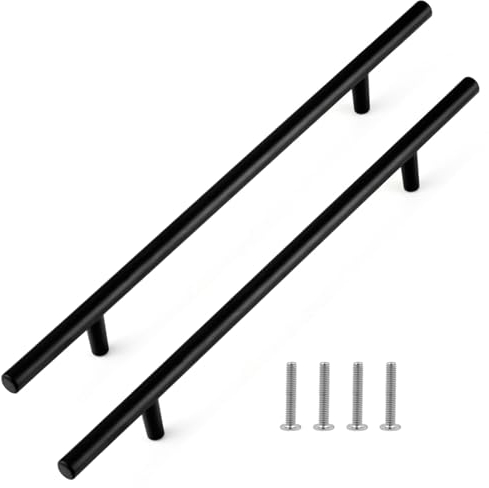 Fatiya 2 Stück Griffe Küche Schwarz 195 mm, Griffe Küchenschrank, 246 mm Länge, Aluminiumlegierung, Schrankgriffe, Küchengriffe, Türgriffe für Schubladen, Kommoden, Schränke, Kleiderschrank
