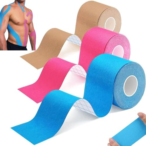 3 Rollen Kinesiotapes,Kinesiologie Tape,Kinesiology Tape,Tape Sport,Physio Tape,Wasserfeste & Hautfreundliche Kinesiotape,Sport Tape für Sport Knie Schulter Ellenbogen(5m x 5cm)