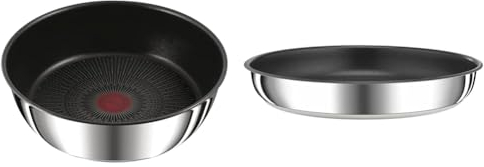 Tefal Ingenio Sauteuse 24 cm, Induction, Revêtement antiadhésif, Acier inoxydable, Gain de place & Ingenio Preference Poêle 22 cm, Empilable, Acier inoxydable, Revêtement antiadhésif