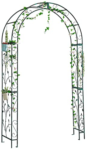 Rosenbogen Torbogen Rankhilfe Pergola Spalier, 220 cm (H) X 150 cm (B) X 40 cm (T), Rankbogen Aus Metall, Rankhilfe Für Kletterpflanzen, Rosen, Ranken, Grün