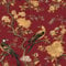 Papier peint auto-adhésif papier peint à motifs, Papier peint luxueux à motifs de pivoines dorées rouges et d'oiseaux floraux, papier peint vintage à décoller et à coller, papier de contact facile à d