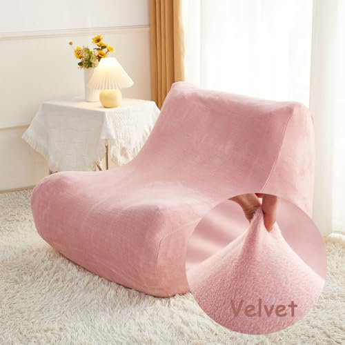 Highdi Stretch Lazy Sofabezug 1 Sitzer, Samt Sofabezug ohne Armlehnen Sofahusse Schonbezug Sofa Überzug Waschbar Sofaüberwurf Wohnzimmer Sofaschoner Hund Katze Sofaschutz (Rosa)