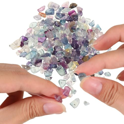 450Pcs Perlen zum Auffädel,Kristalle Perlen für Armbänder Fluorit Edelstein Perlen Ketten Ohrringe Schmuck Machen Crafting Natürlichen Unregelmäßige Gebohrt DIY Edelsteine 5-8mm (farbig2)