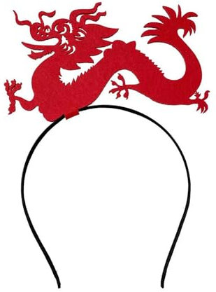 Maxtonser Teens Cartoon Stirnband Stereo Drachenform Haarreifen Erwachsene Plüsch Kopfbedeckung Haarband Neujahr Cosplay Kostüm Requisiten 48 Chinesischer Drache He