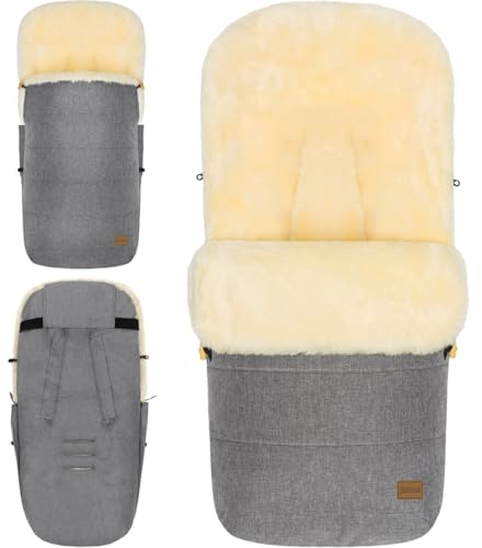 Fillikid Winterfußsack Lammfellfußsack für Kinderwagen Buggy Jogger Kinder Fußsack (Hellgrau)