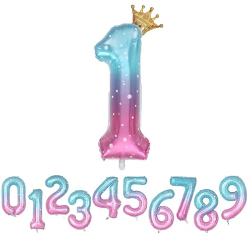 Palloncino Numero 1 Blu Rosa Foil 1 Numero 1 Compleanno Palloncino Elio XXL 100cm