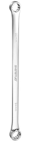 sourcing map Double End Box Wrench 22 x 24 mm Metric 12 Point 0 Degree Offset Extra Long Double End Box Ratcheting Wrench CR-V Polished Long Spanner Tools for Repairs