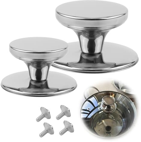 Yenblow Universal Crock Pot Lid Replacement Knob Set, Stainless Steel Heat Resistant Pan Lid Holding Knob Grip, Fixed Handle Fits Most Cookware Crockpots Skillets (2 Pack with Hardware)