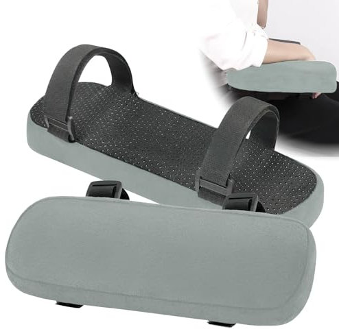 Hioip 2 Piezas Almohadilla para Reposabrazos de Silla de Oficina, Almohadillas Suaves para Reposabrazos Cómodas AlmohadilHioiplas de Cojín de Apoyabrazos Ergonómicos Alivia Molestias Codo (Gris)