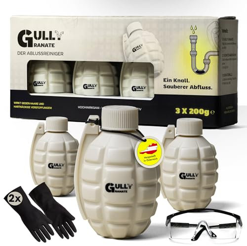 Gully Granate 3x200g Set Rohrreiniger Extrem Stark - Einfache Handhabung und klare Dosierungsempfehlung - Power Active Rohrreiniger Pulver, Profi- Abflussreiniger Waschbecken, Küche, Dusche & WC