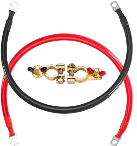 CarBole Câbles de Batterie 35mm² 12v/24v,50cm,2AWG,Câble Onduleur de Batterie avec Borne en Cuivre Étamé,Faciles à Installer,Cuivre Pur,Convient pour Voiture,Camion,Solaire,Bateau, Moto