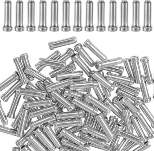 Giantree 100Pcs Bike Cable End Caps, Alloy Cable End Crimps, Bike Bike Shift Cable Housing Mountain Bicycle Parts Derailleur Cable, Rope End Caps Throttle Cable Ends for Alloy Bikes Wire End Cap