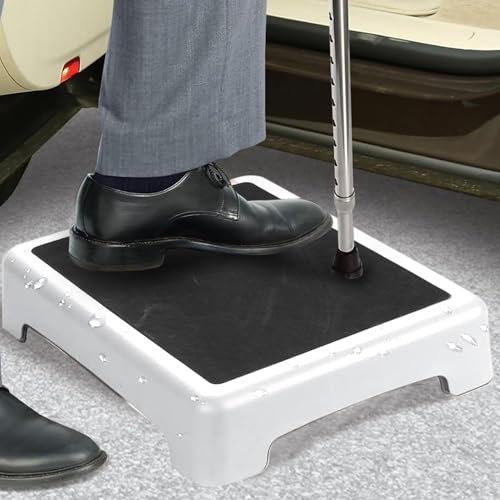 Marchepied de Douche, Rehausseur de Marche Portable, Banc de Douche Multifonctionnel, Tabouret Antidérapant en Plastique de qualité Supérieure, avec Tapis, Léger et Pratique