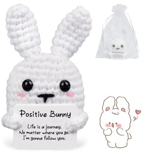 COLEESON Positive Bunny Glücksbringer Geschenke, Glück Bunny Positive Geschenke, Geschenk für Frauen, Freundin, Mutter, Ostergeschenke Kinder - Positive Kartoffel Deutsch Ersatz