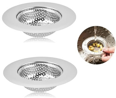 2 Stück Abflusssieb Sieb für Spülbecken Edelstahl Abflusssieb Küchenspüle, Spülbecken Sieb Verstopfungsschutz Küche Abfluss Spüle für Spülbecken und Haarfänger (7.2 * 3.5 * 1.5cm)